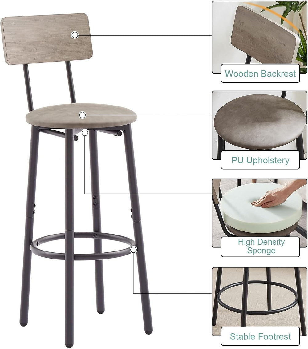 GNIXUU 3 Piece Bar Table Set, 2-Tier Round Pub Dining Set Wooden Bistro Table...