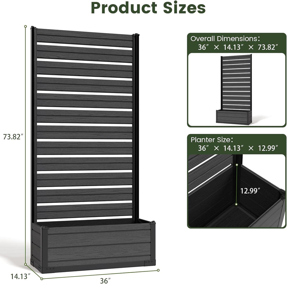 Plastic Raised Garden Bed with Trellis, 73.8"x36"x14" Planter ...