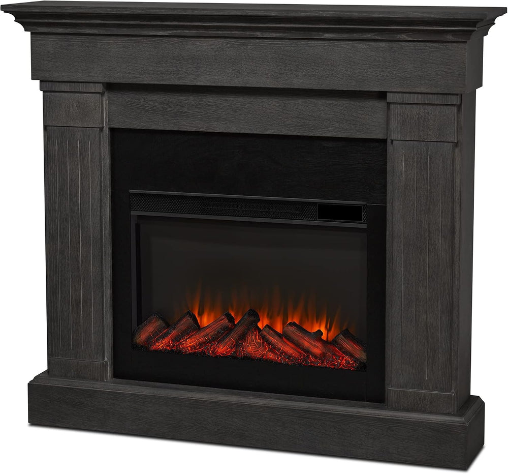 Real Flame Crawford Slim Indoor Electric Fireplace with Mantel for Living Roo...