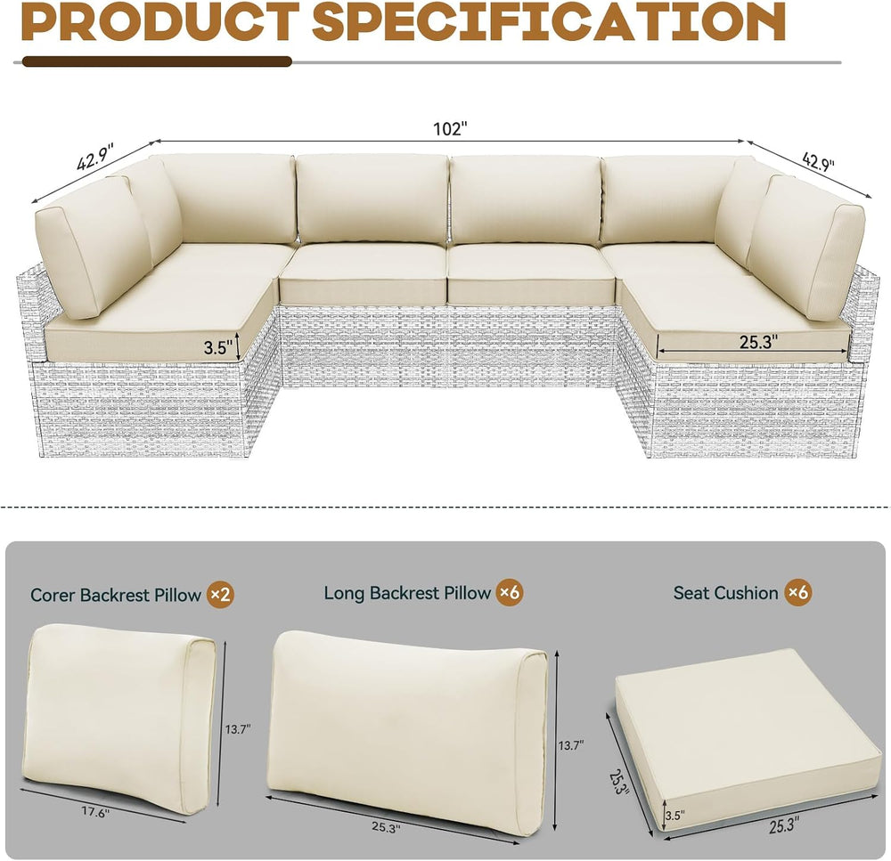 Outdoor Replacement Cushions for Patio Furniture,Water-Resistant Sofa Cushion...