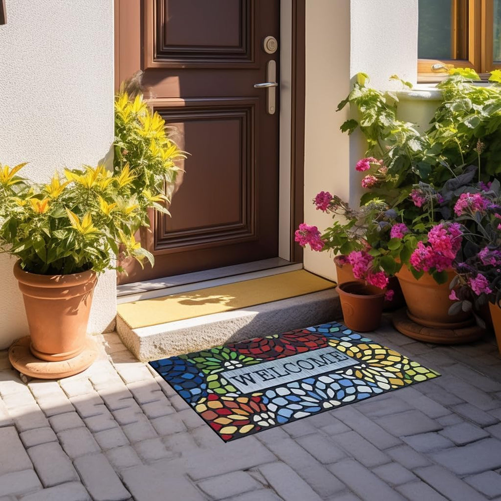 CHICHIC Colorful Welcome Door Mat, Welcome Mat 24x 36 Inch Front Doormat Outd...