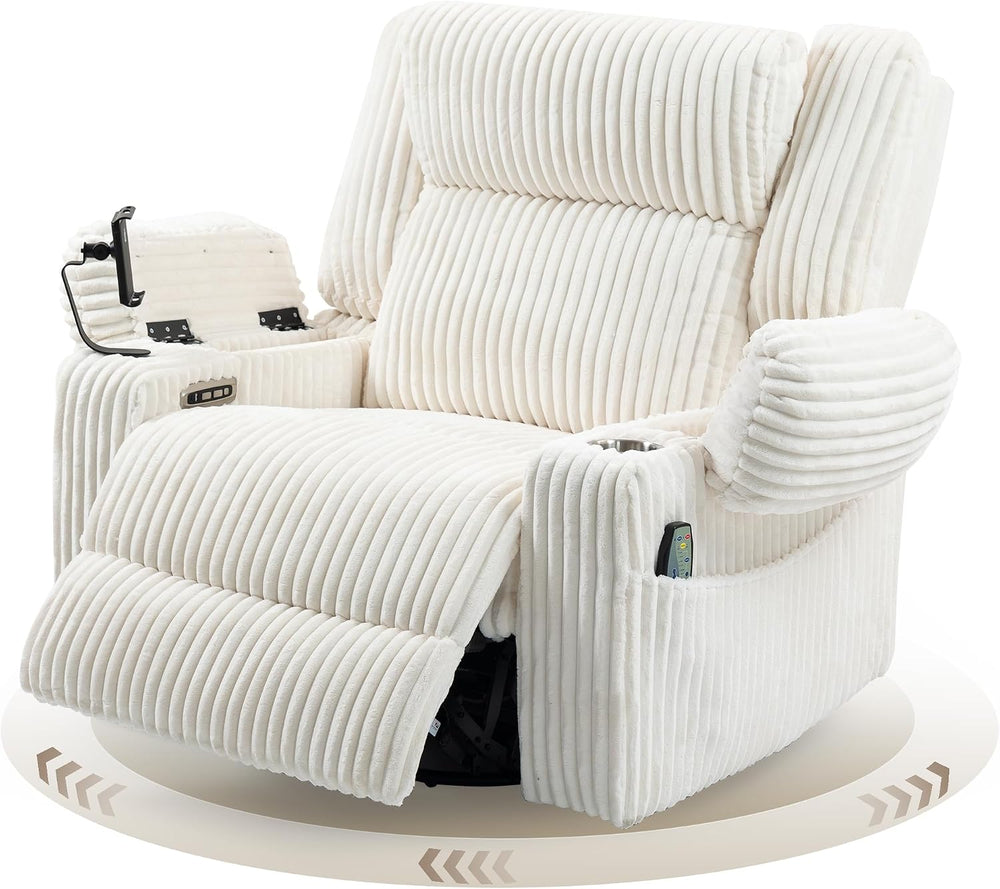 SINCRUMI Power Swivel Rocker Recliner with Dual Motor Adjustable Headrest