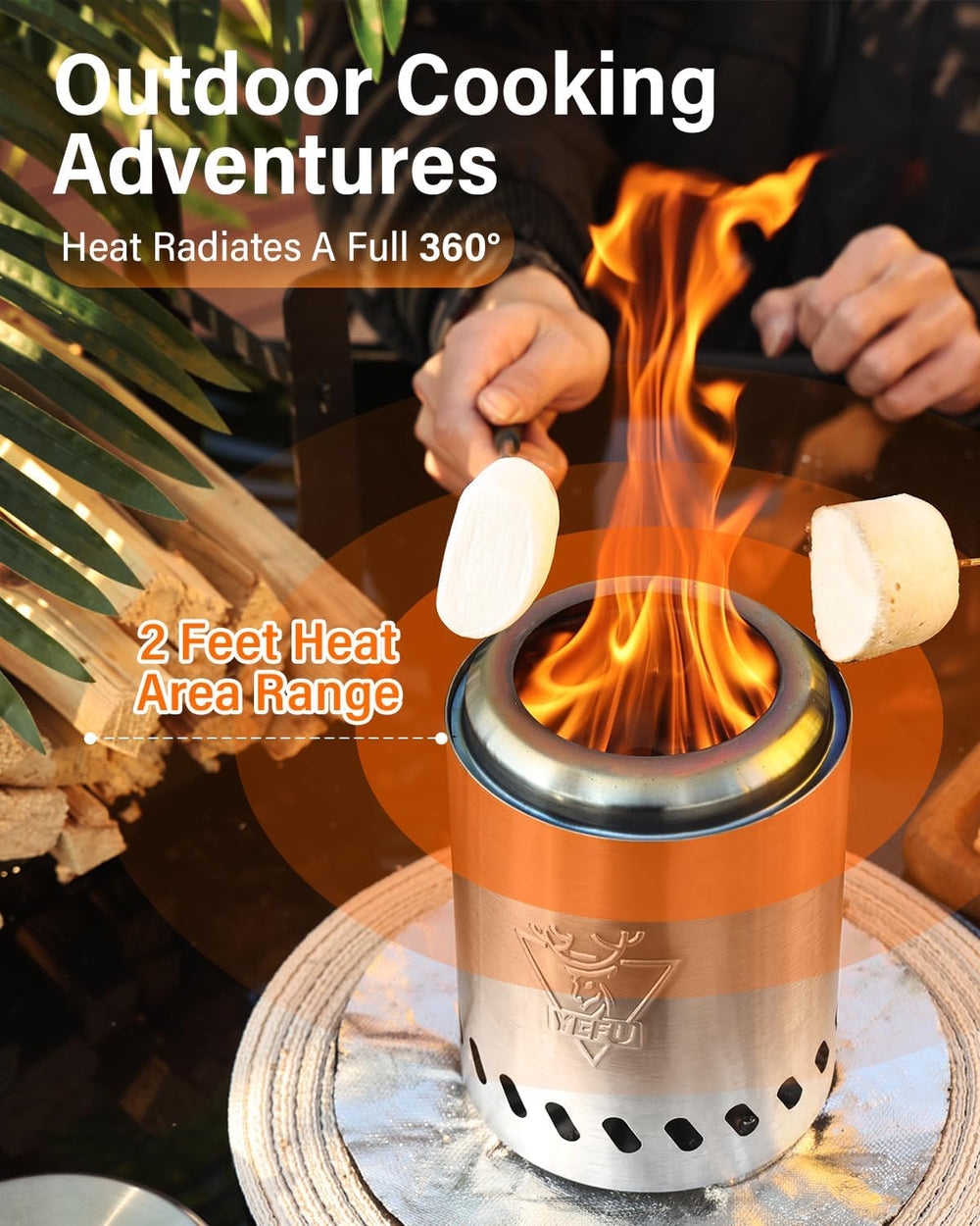 YEFU 7.5 x 5.5 in Tabletop Fire Pit, Low Smoke Pellet & Wood Stove with Bag