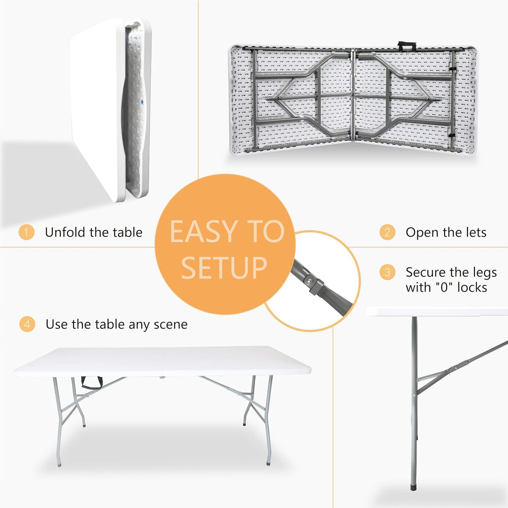 Folding Table 6ft Foldable Table with Built in Handle & Steel Legs / 6FT ...
