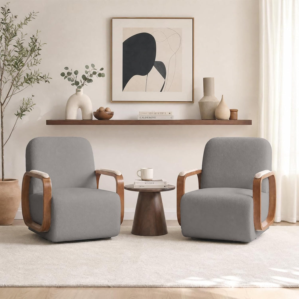 Couchus Swivel Accent Chair with Sturdy Base (Gray, Set of 2)