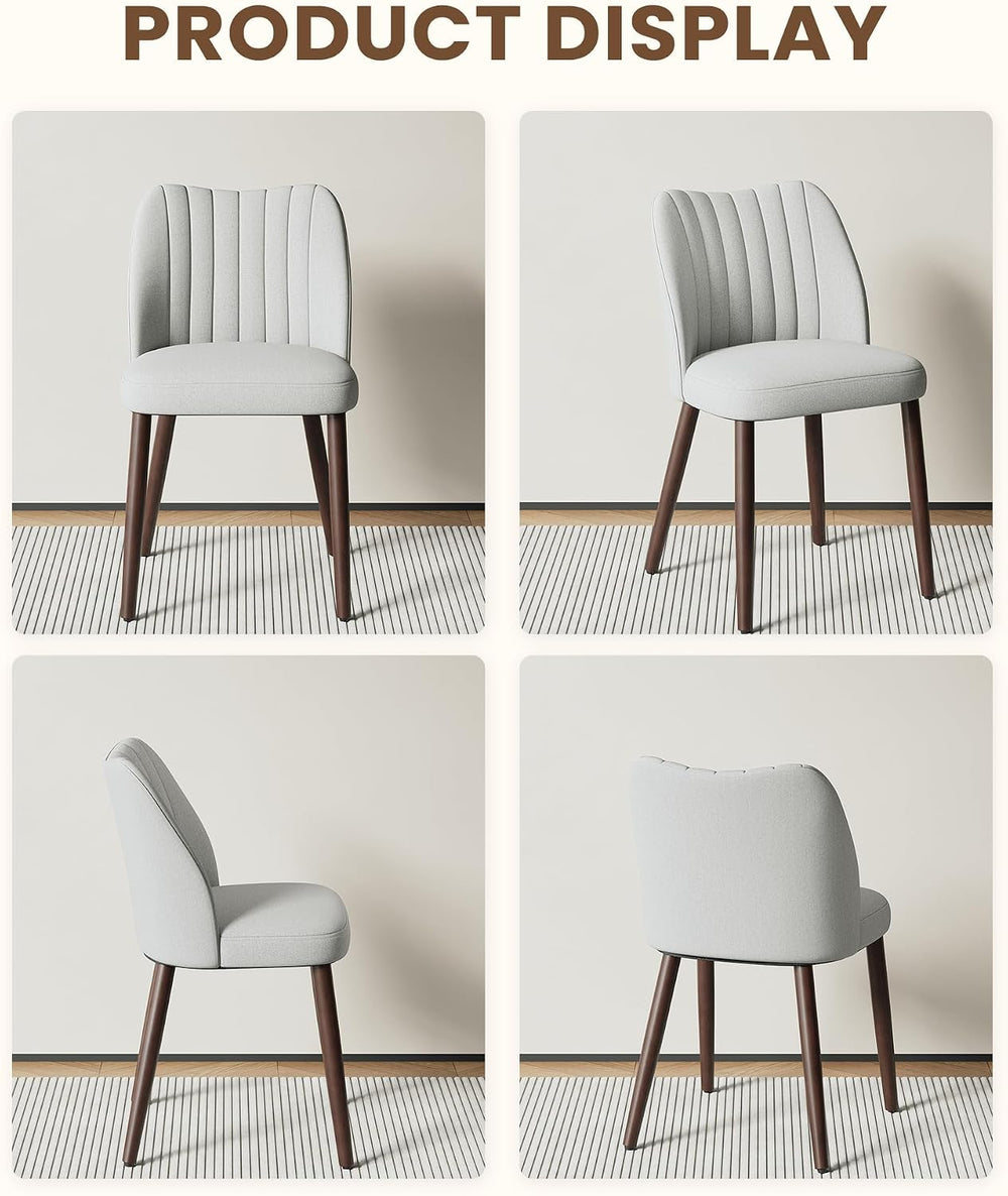 Upholstered Dining Chairs Set of 2, Modern Fabric Dining Chairs with Curved B...