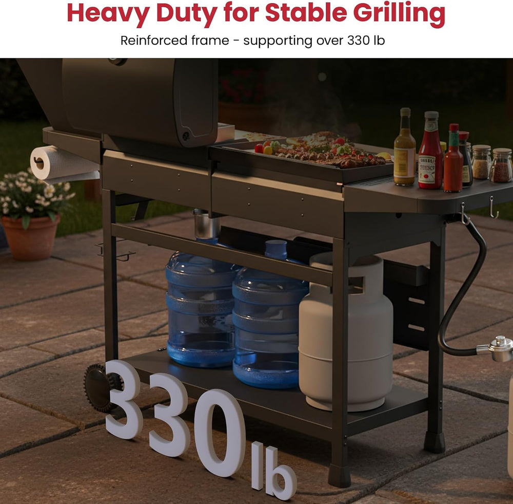 LAUDLIFE 5-Burner Propane Grill Griddle Combo with Side Burner