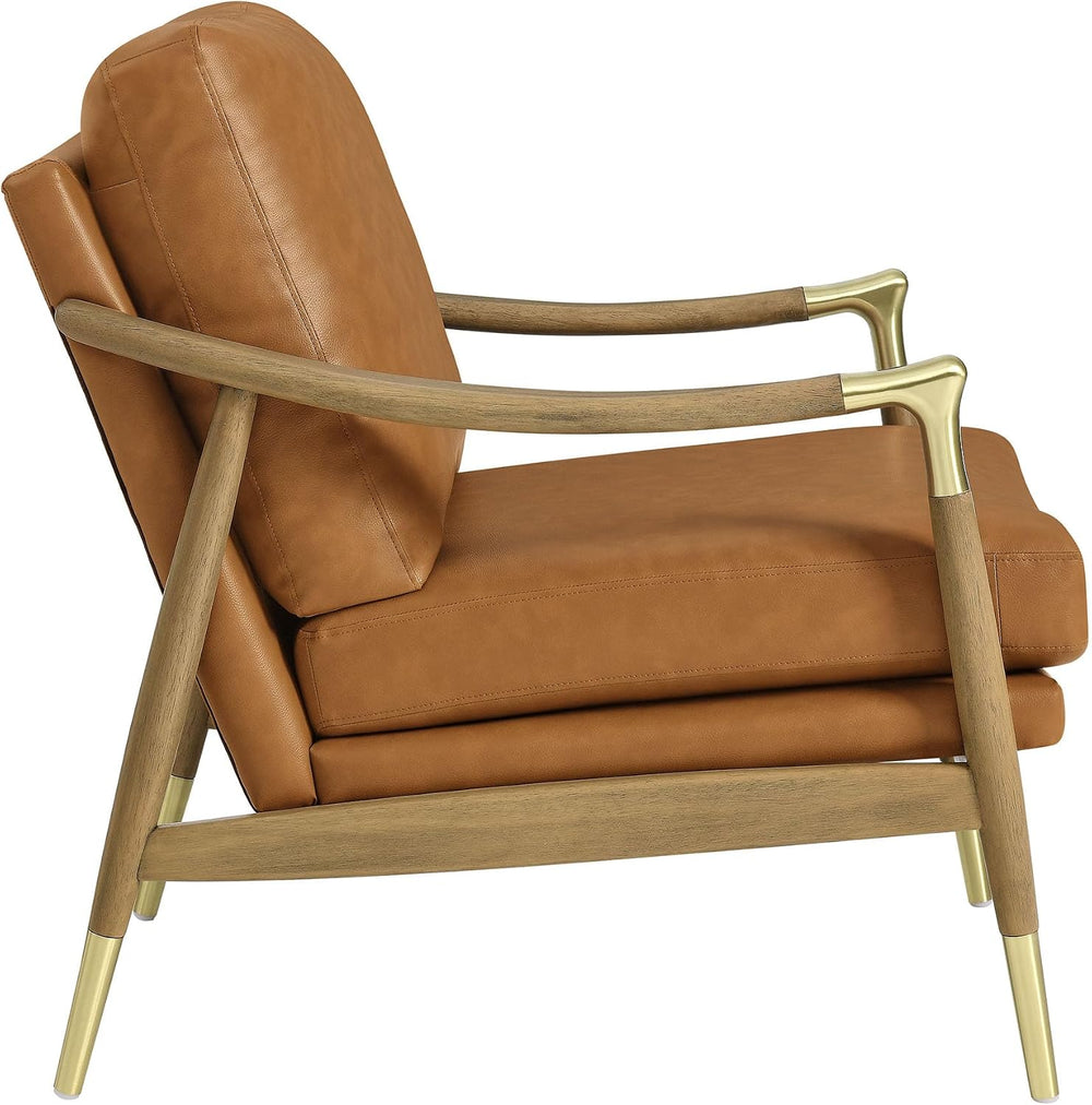 Modway Langford Faux Leather Upholstered Armchair – Mid-Century Modern Armcha...