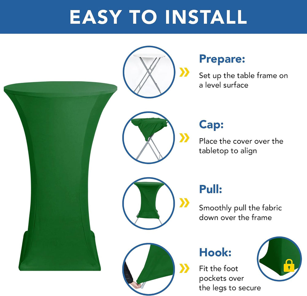 Cocktail Table Covers-Spandex Round High Top Table Cloths Party Green