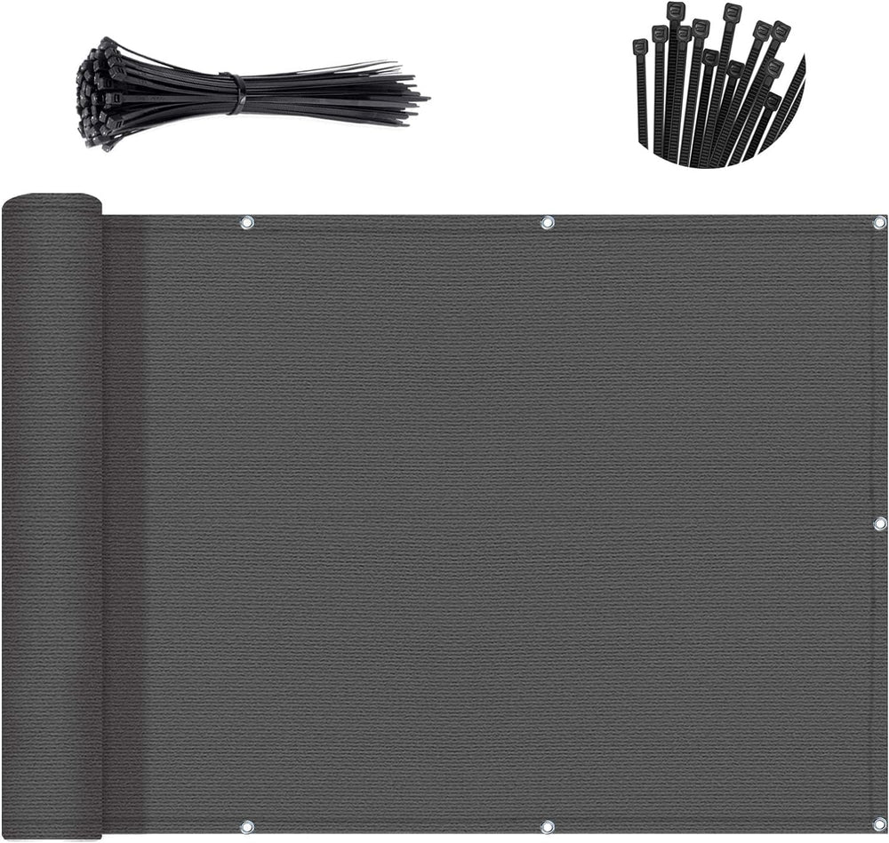SUNNY GUARD 3.3' x 19.7' Balcony Privacy Screen, HDPE Patio Railing C...