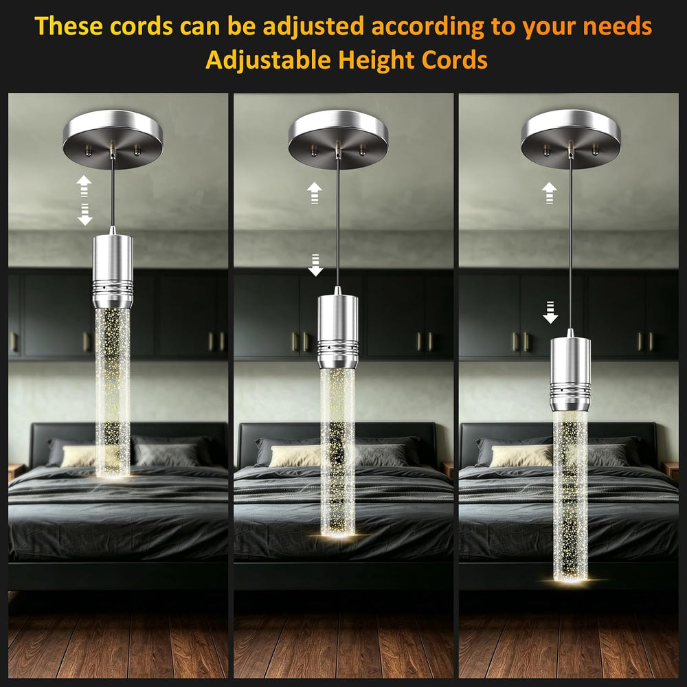 3 Pack Pendant Lights Kitchen Island, Modern Pendant Lighting with Crystal Bu...