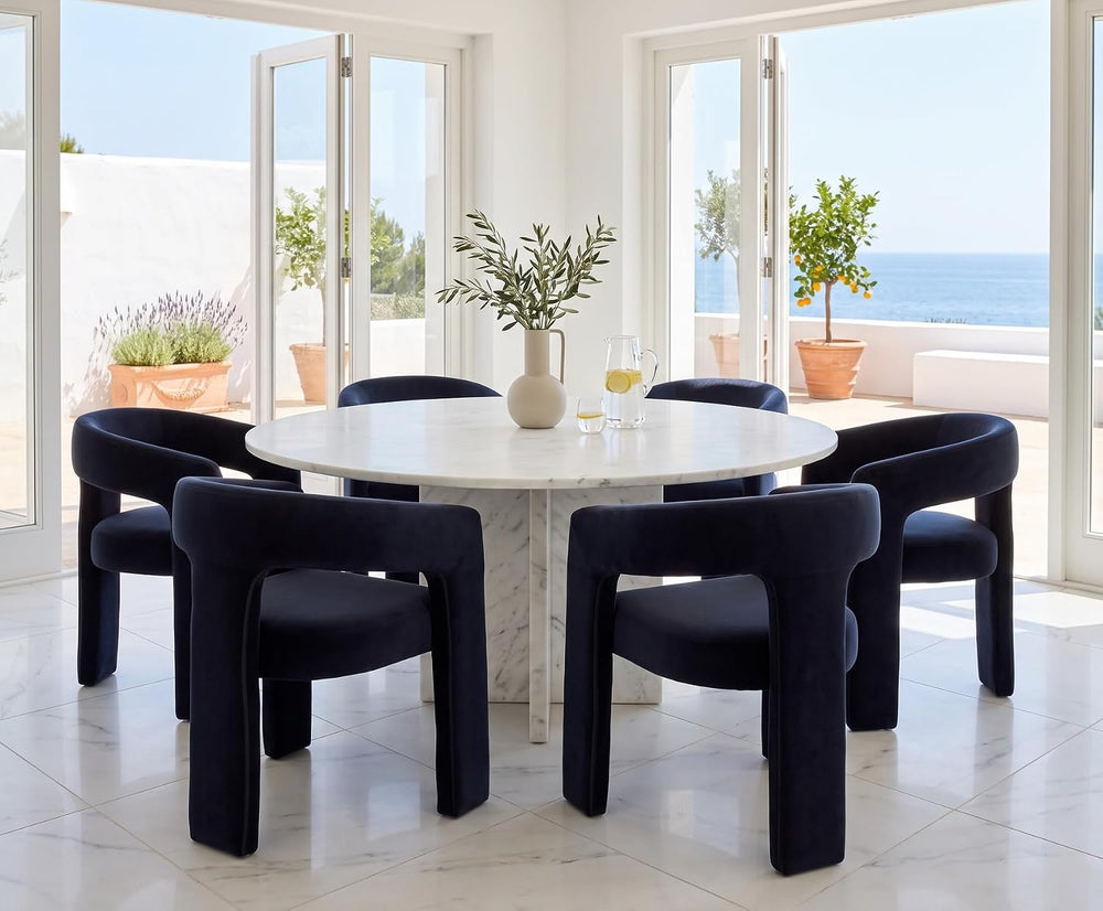 RIVOVA Modern Barrel Dining Chair, Velvet Upholstered Accent Side Chair with ...