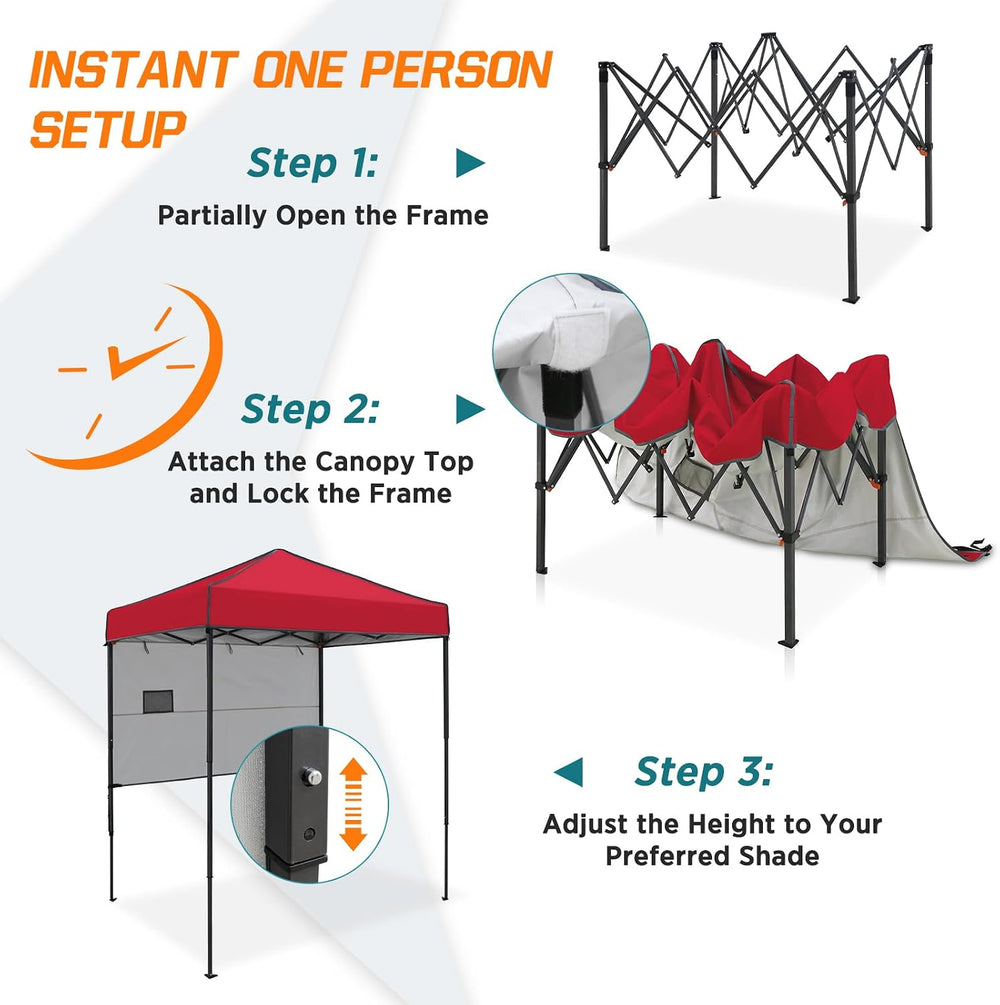 COOS BAY 6x4 Pop Up Canopy Tent with Adjustable Side Wall, Easy Setup Lightwe...