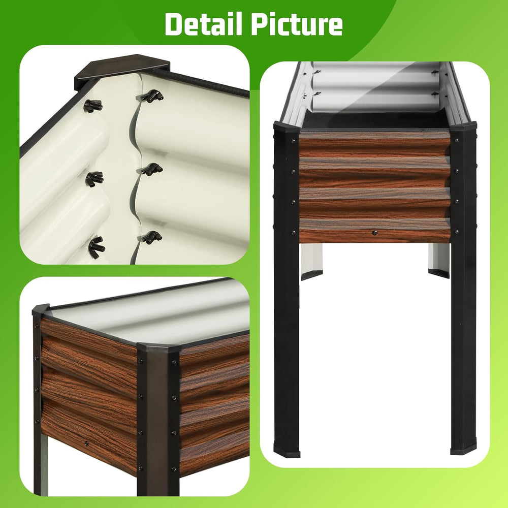 SnugNiture Raised Garden Bed with Legs, 48×18×32in, 2 Pack, Brown