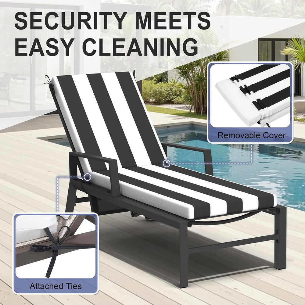 Crestlive Chaise Lounge Cushions Outdoor Set of 2, 72"x21", Water R...