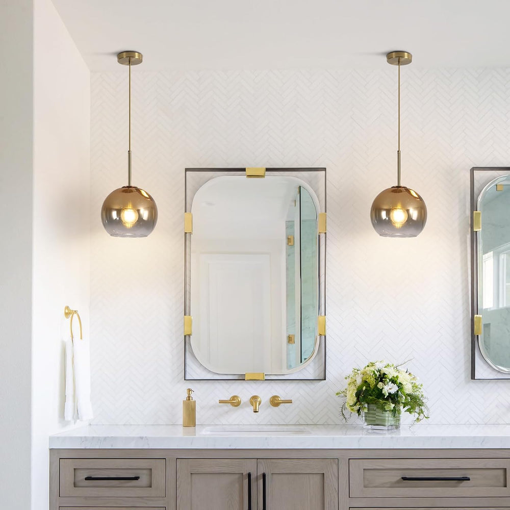 KCO 9.8” Large Mid Century Modern Gradient Gold Glass Globe Pendant Light