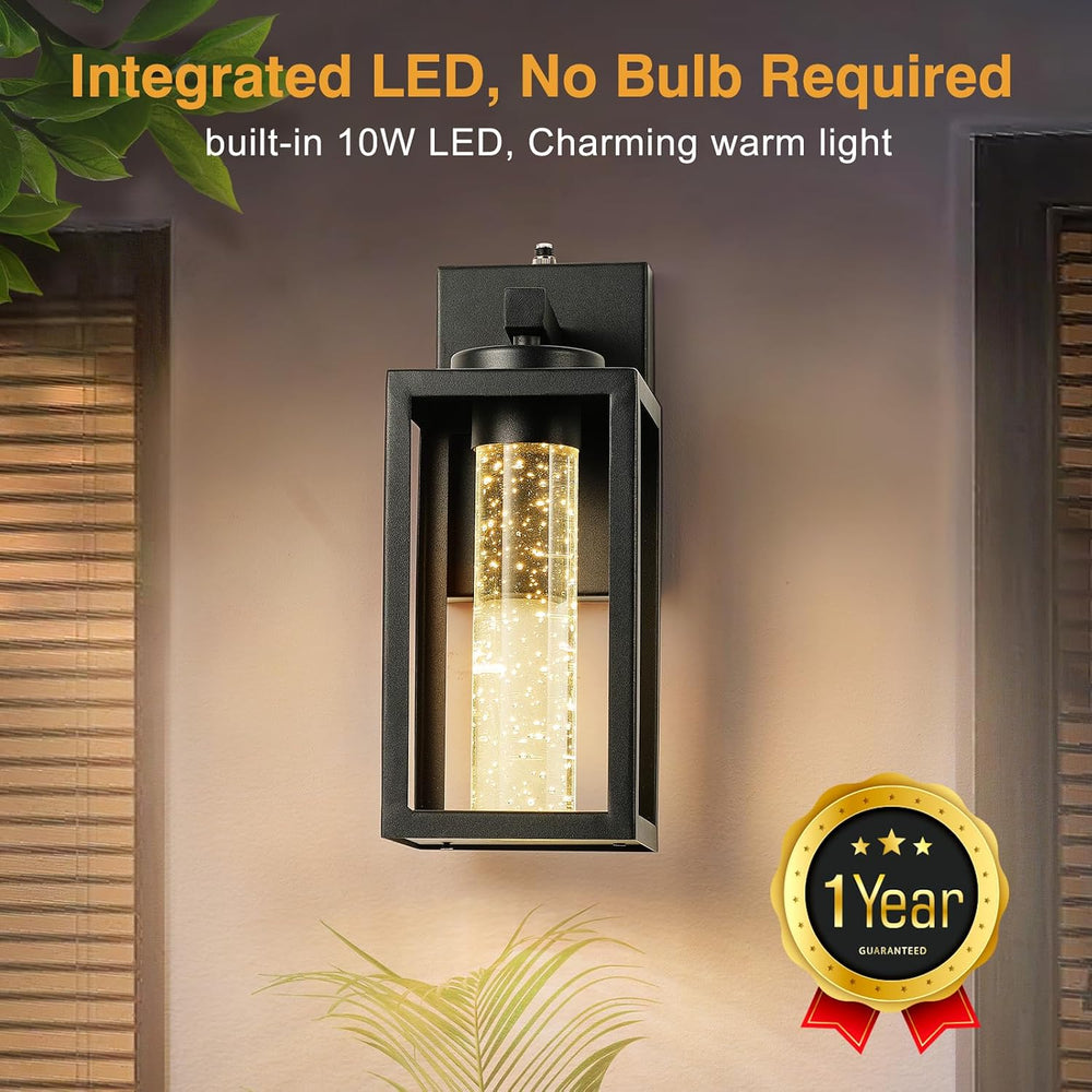 VIANIS Black Outdoor Wall Sconce, Dusk Dawn Exterior Lighting Wall Mount