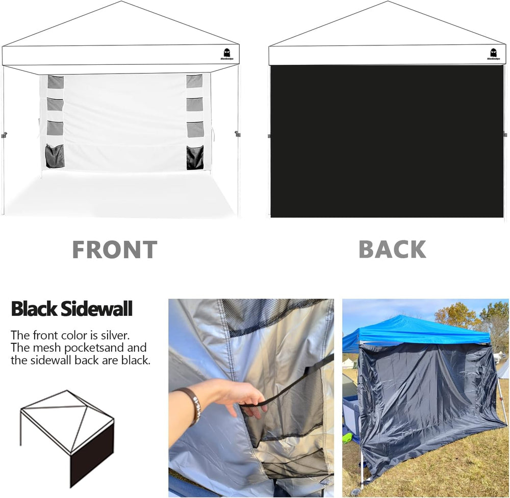 Sunshade Sidewall with Storage Net Bag for 10x10 Pop Up Canopy, Instant Water...