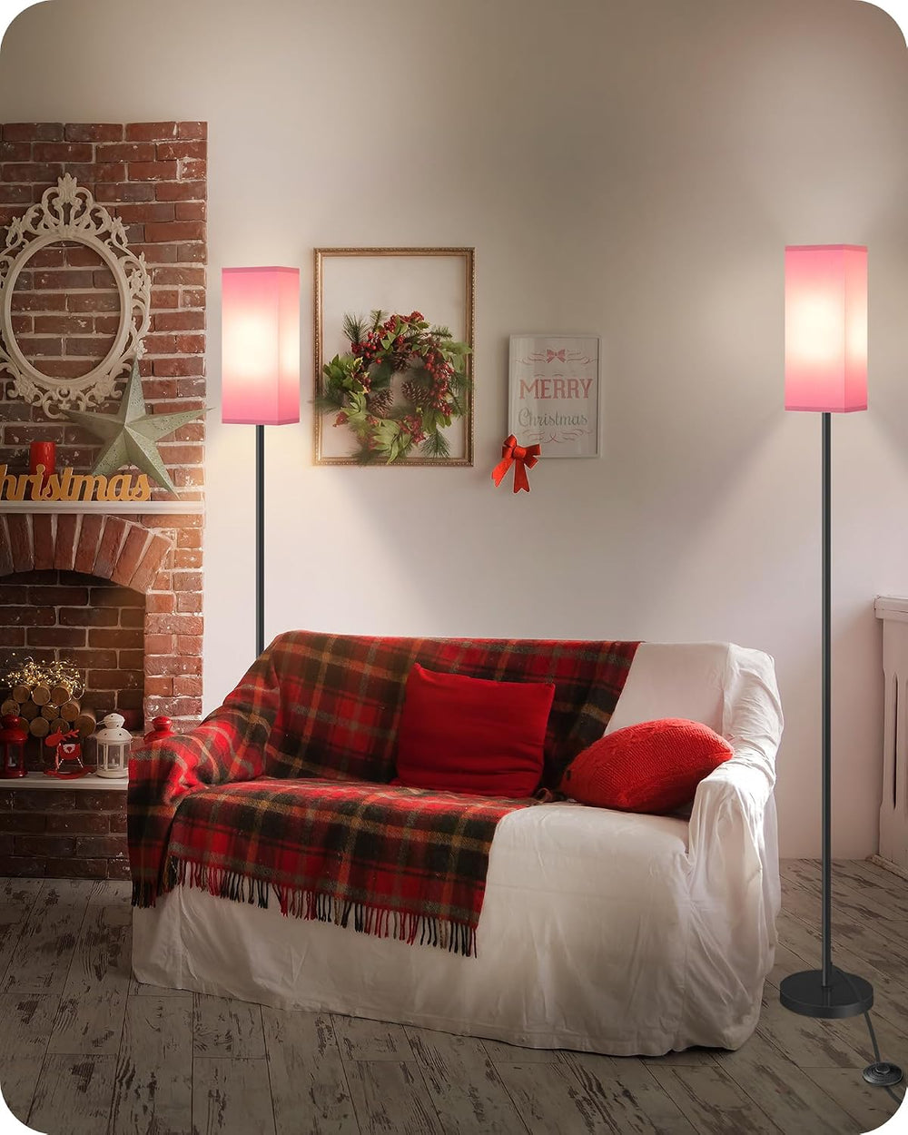 2 Pack Floor Lamp, Pole Lamp with Foot Switch, Modern Standing Lampshade, Min...