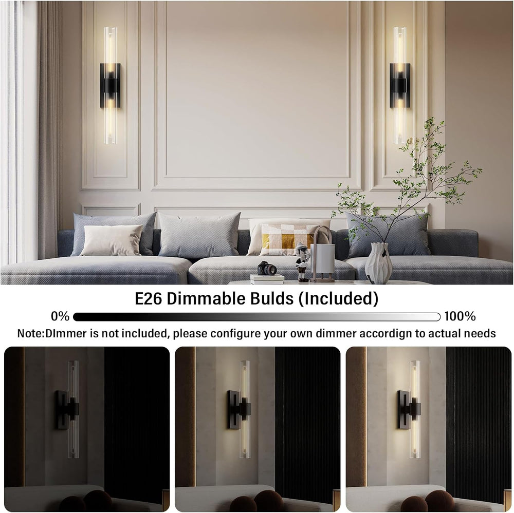 Brass Wall Sconces Set of 2, Bathroom Sconces Wall Lighting, Black Sconces Wa...