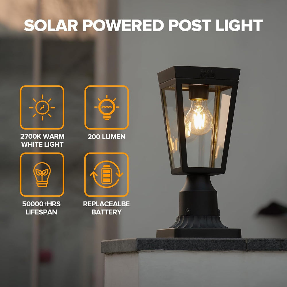 LUTEC 2 Pack Solar Post Lights, Dusk to Dawn Aluminium Solar Lamp Post Light ...