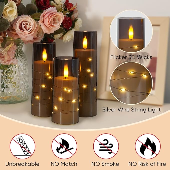 Raycare Flameless Candle with Remote Timer – 9 Flickering Acrylic Battery Ope...