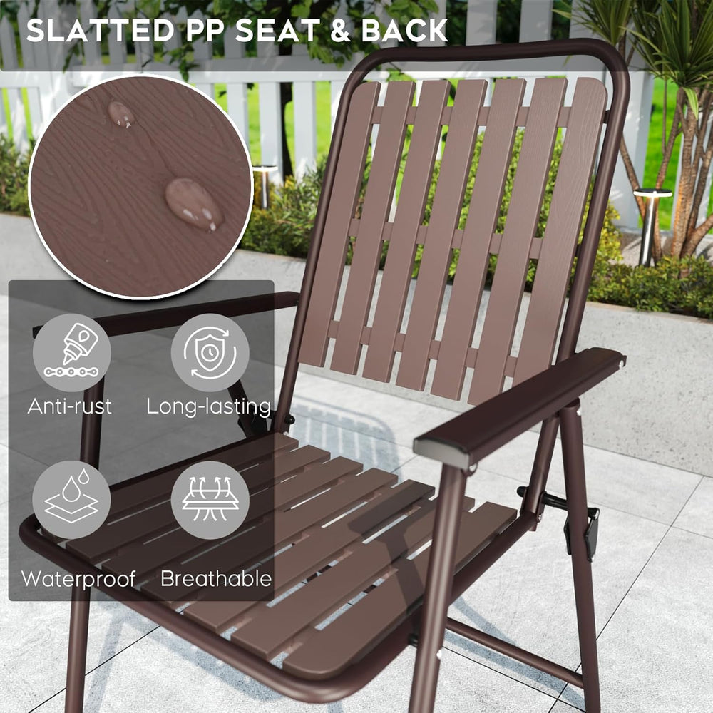 3 Pieces Patio Bistro Set Folding Small Table Chairs Set for 2 Outdoor Bistro...