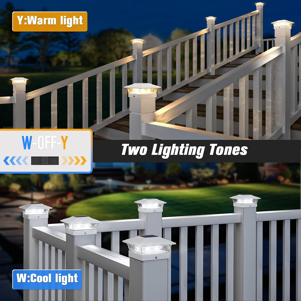 Solar Post Cap Lights Outdoor 12pack, Waterproof Fence Post Lights with 16 Ul...