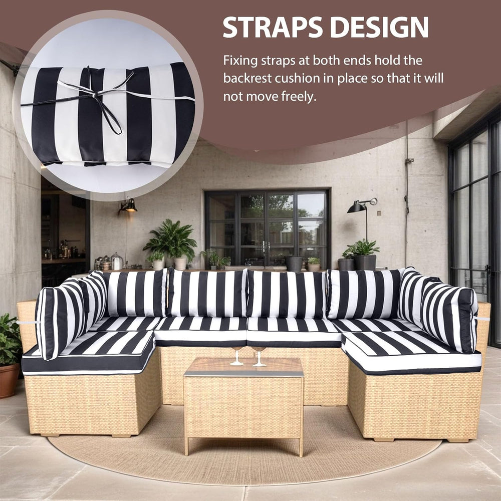 14 Piece Outdoor Furniture Replacement Cushions, Cover+Filling, 25.6" x ...