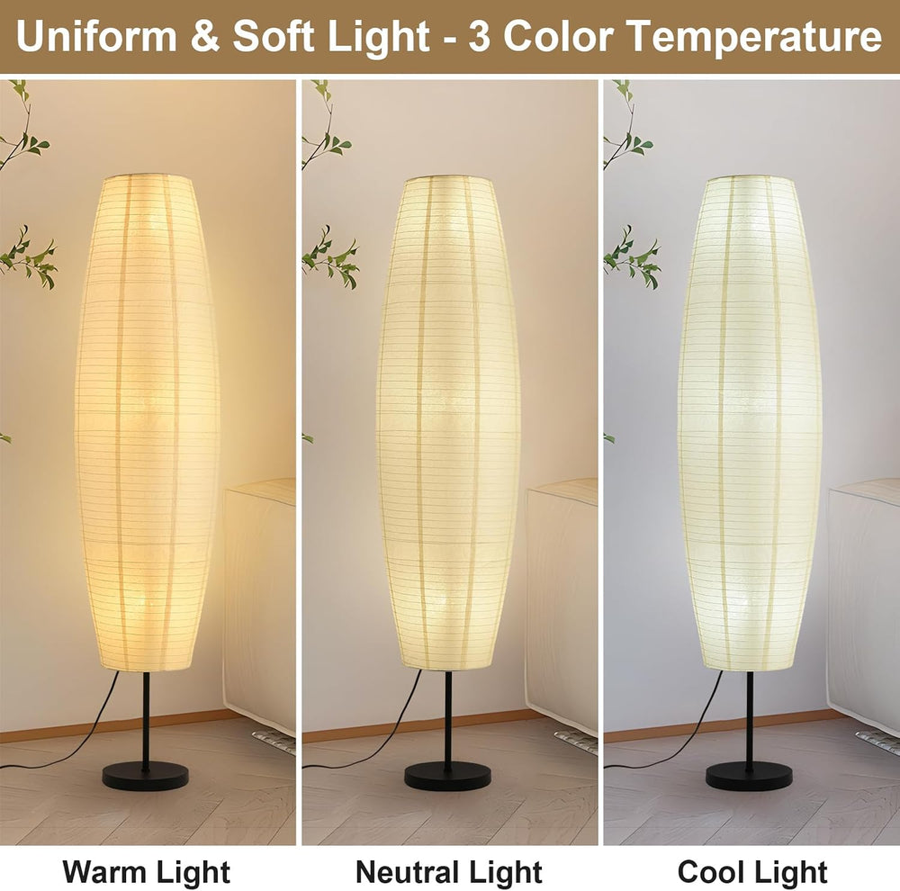 Off-White Paper Lamp Paper Floor Lamp, 3-Lights Bulbs Included