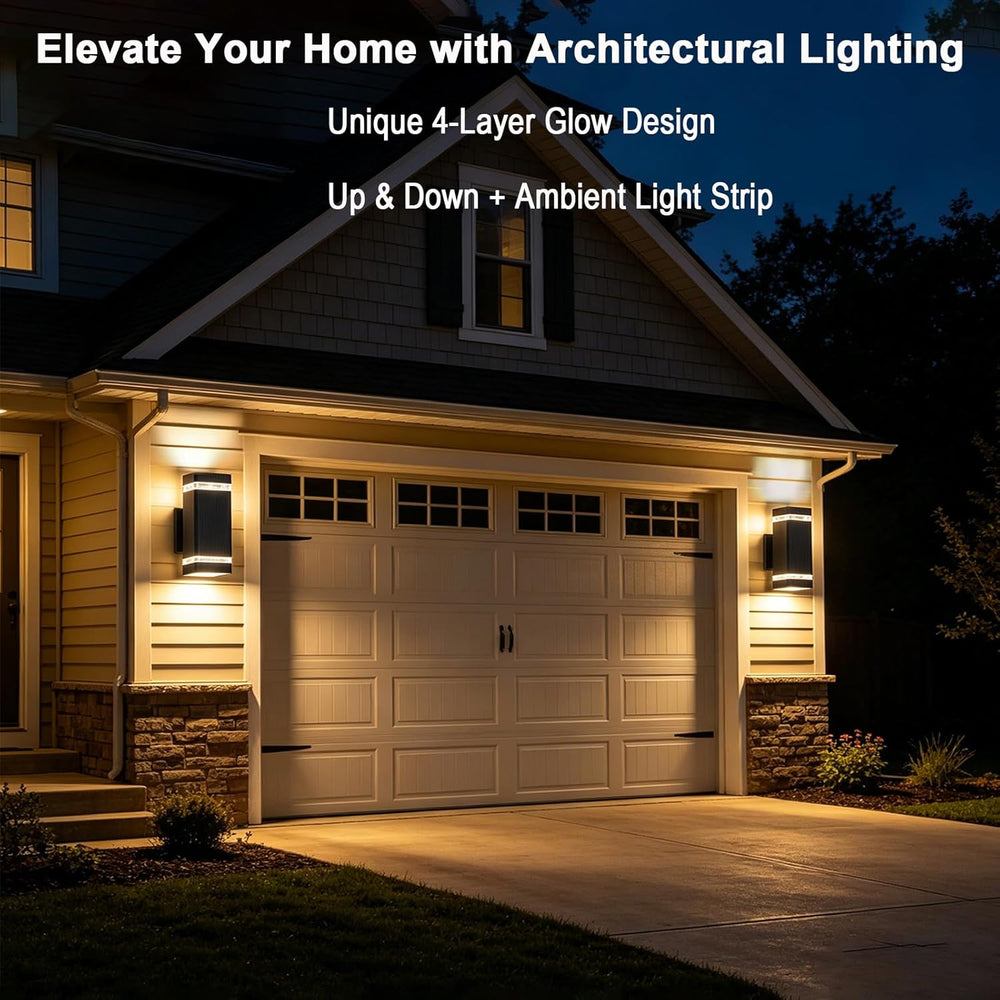 iYogaled Up and Down Outdoor Wall Lights, 2 Pack Black Modern Porch Lights