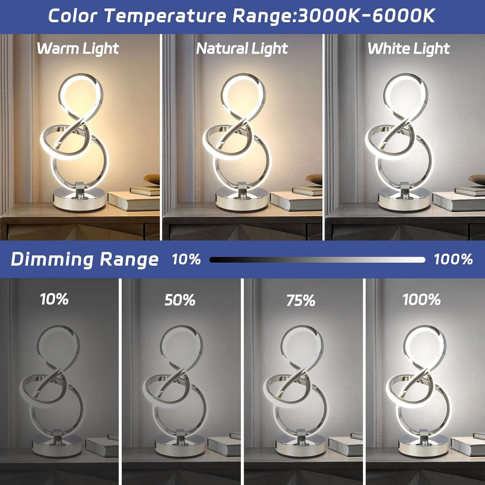 Modern Table Lamp, LED Bedside lamp with USB C+A Ports, Touch Stepless Dimmab...