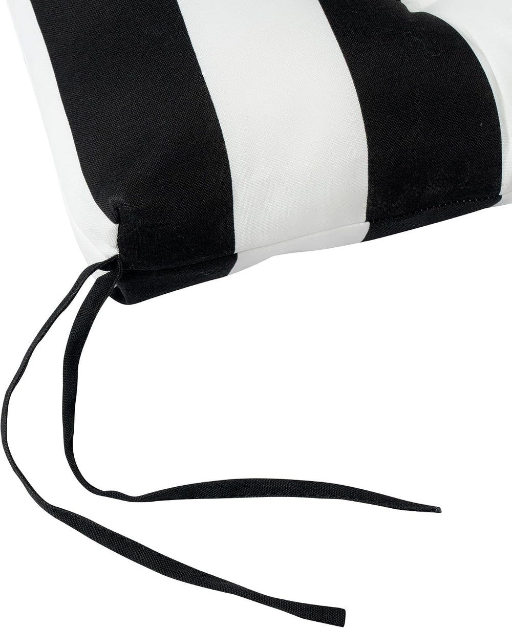 FUNHOME Indoor/Outdoor High Back Chair Cushions Set of 2-Black White Stripe