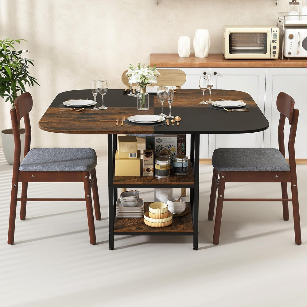 Giantex 47.5-inches Dining Table for 4, Square Kitchen Table with 2-Layer Sto...