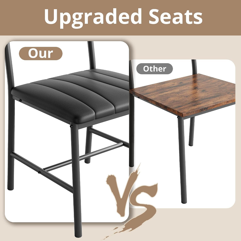 IRONCK Dining Table Set for 4, Kitchen Table and Chairs Set, Rustic Brown
