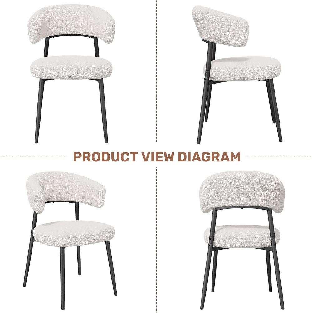 Dining Chairs Set of 2, Mid Century Modern Kitchen Chairs, Boucle Upholstered...
