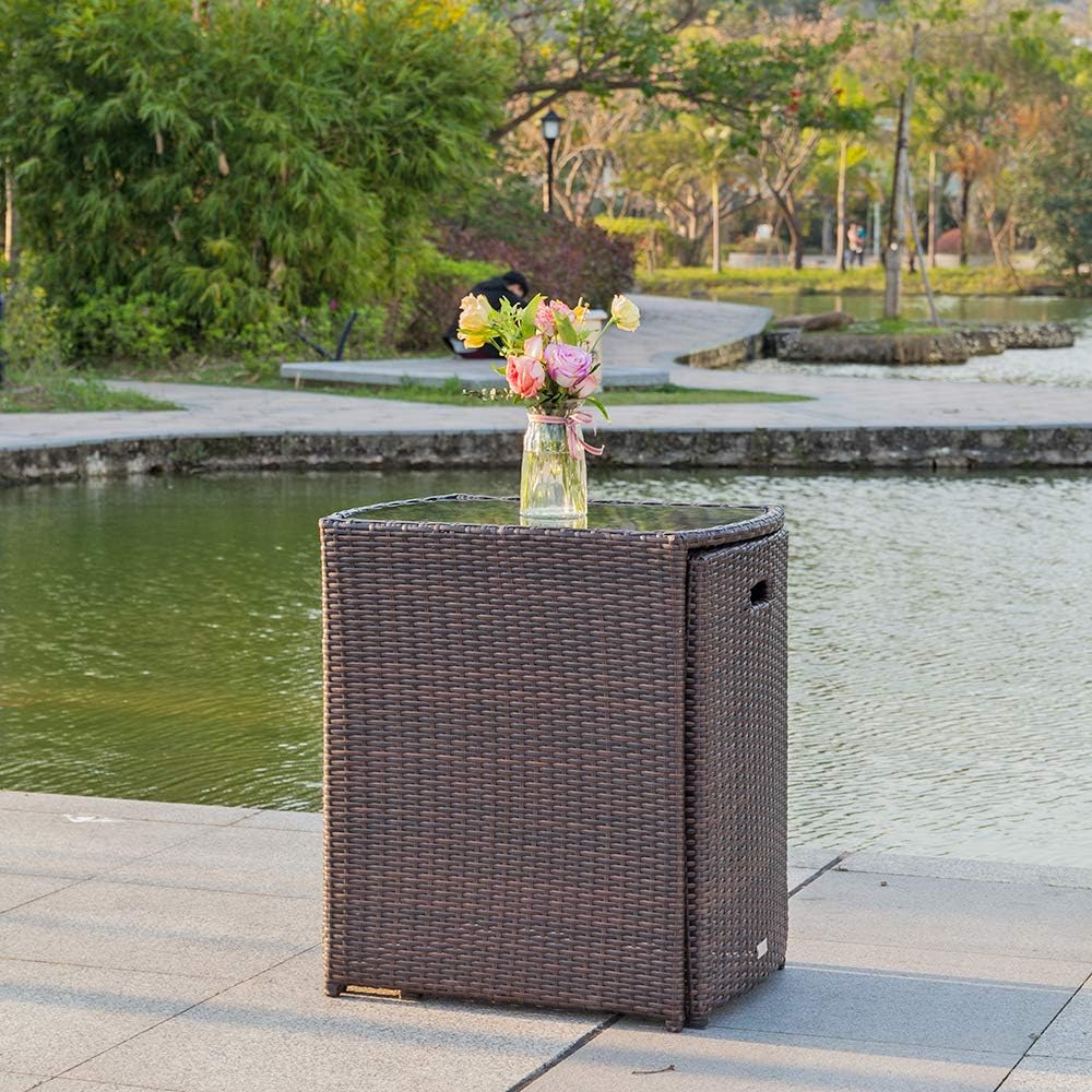 Bonnlo 3 PCS Wicker Outdoor Patio Bistro Set, Patio Furniture Set for Small S...