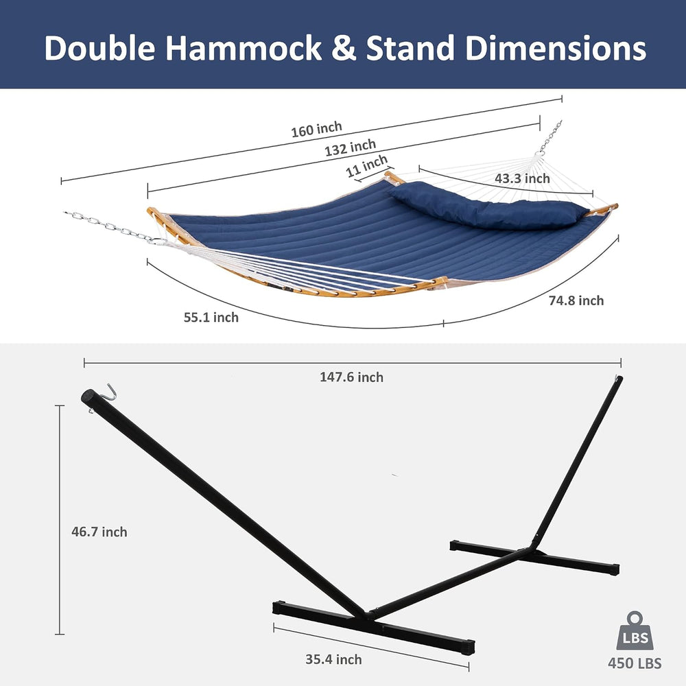 SUNCREAT Portable Outdoor Hammock with Stand, Heavy Duty Hammock with Carryin...
