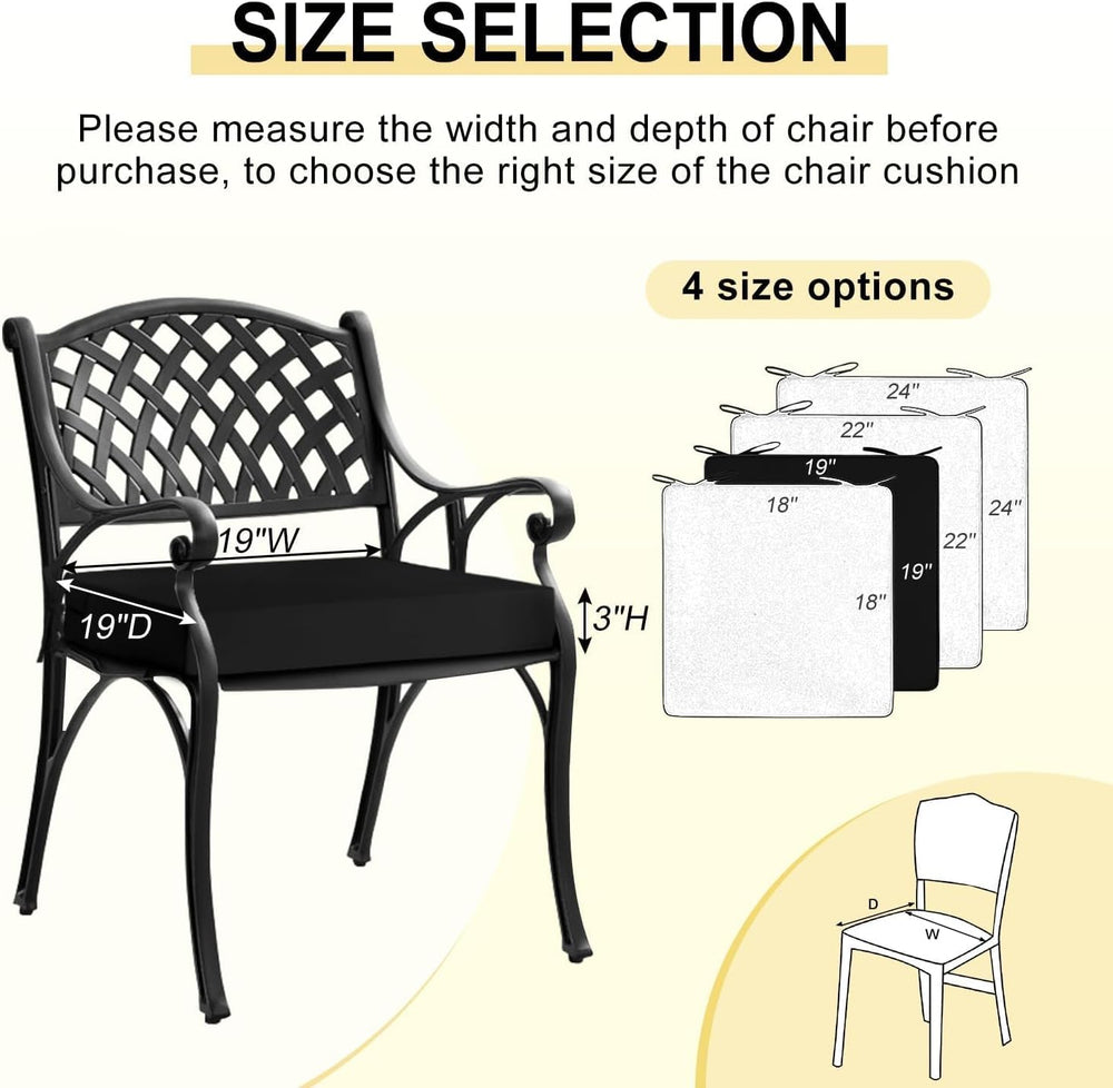 downluxe Waterproof Outdoor Chair Cushions Set of 4, 19" x 19" x 3&...