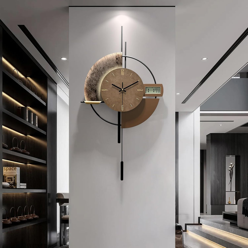 Large Wall Clocks Decorative with Temperature Display℃, Silent Unique Wall Cl...