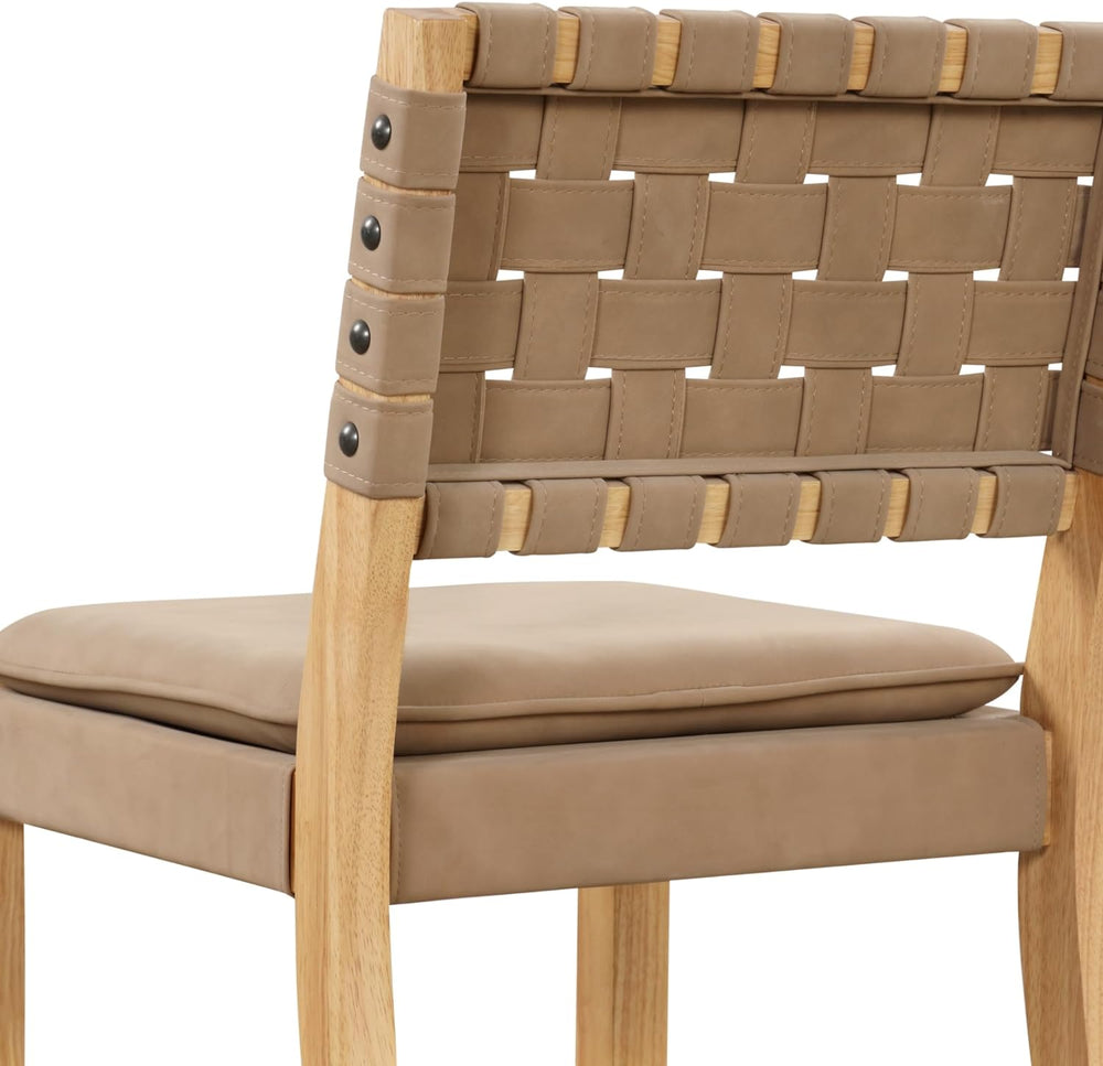 Nathan James Cohen Mid-Century Modern 29 in. Wood Bar Stool, Upholstered Faux...