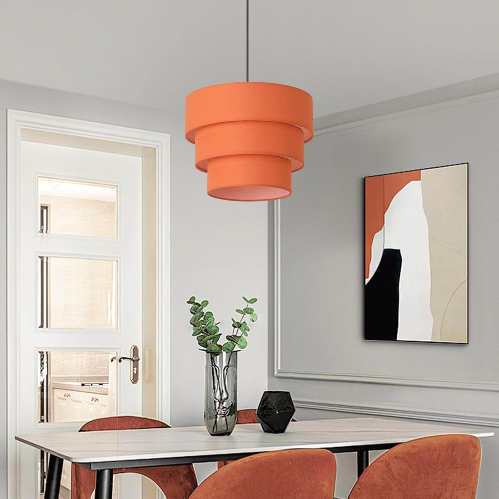 Orange Plug in Pendant Light, Mid Century Modern Pendant Light 3 Tier Plug in...