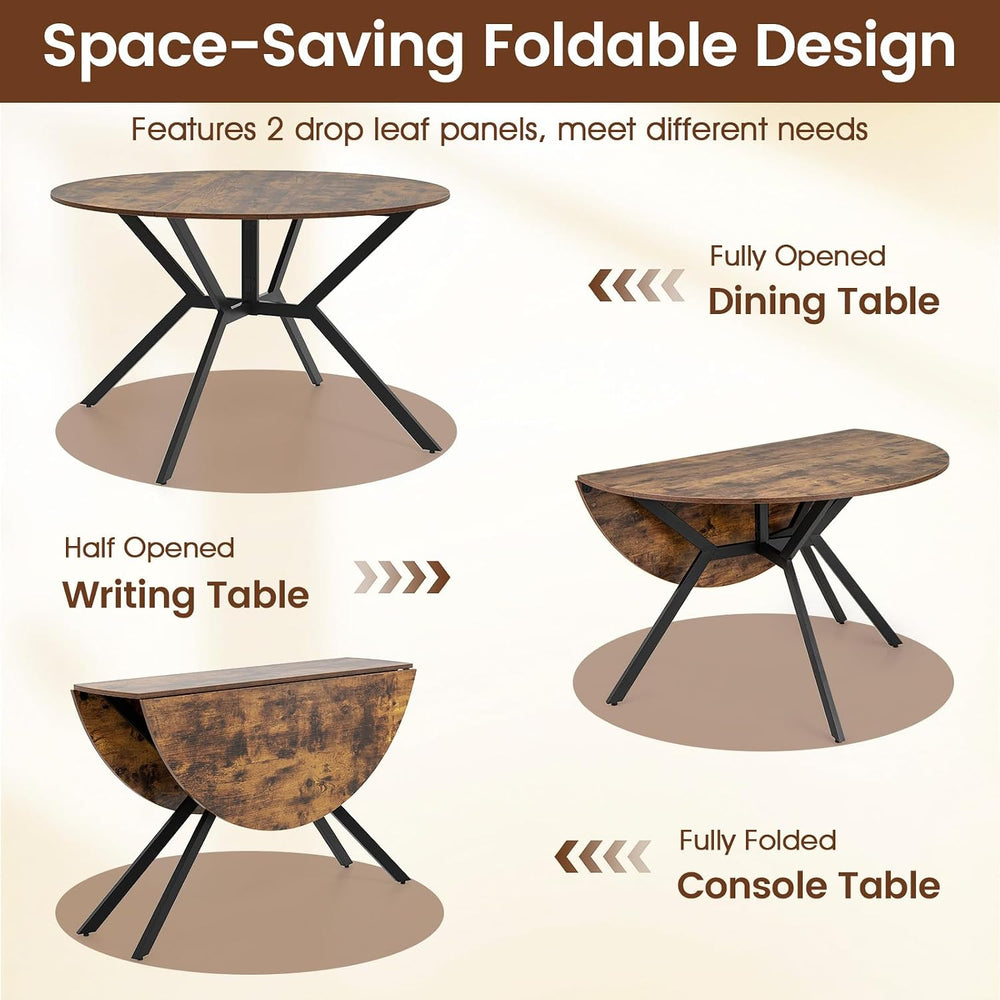 GIANTEX Folding Dining Table for 4, 47" Round Kitchen Table for Small Space