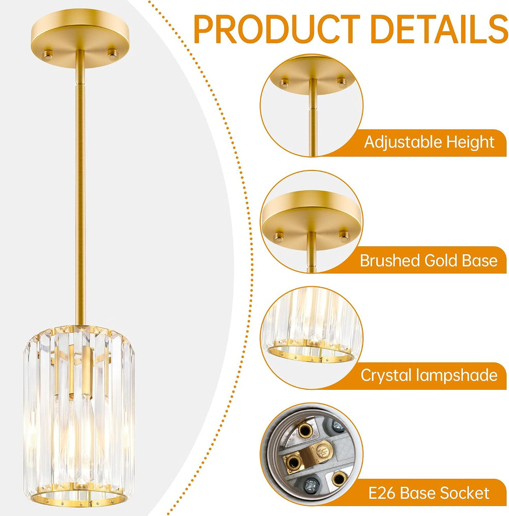 Gold Pendant Light, Modern Crystal Pendant Lights Kitchen Island, Kitchen Isl...