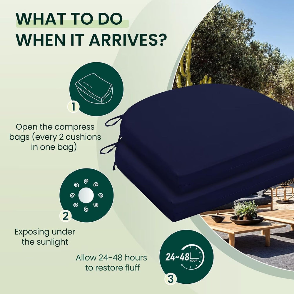 HARBOREST Outdoor Chair Cushions Set of 4, Water Resistant Patio Chair Cushio...
