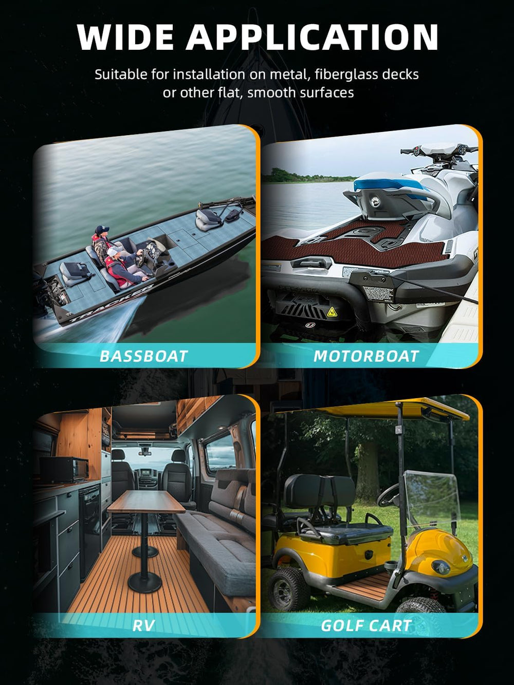 FOCEAN Boat Flooring EVA Foam Boat Decking Diamond Pattern Marine Mat Sheet