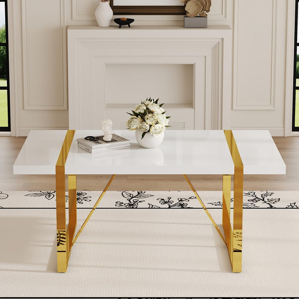 Ebullient 71“ White Dining Table, Modern Dining Room Table for 6-8, Kitchen T...