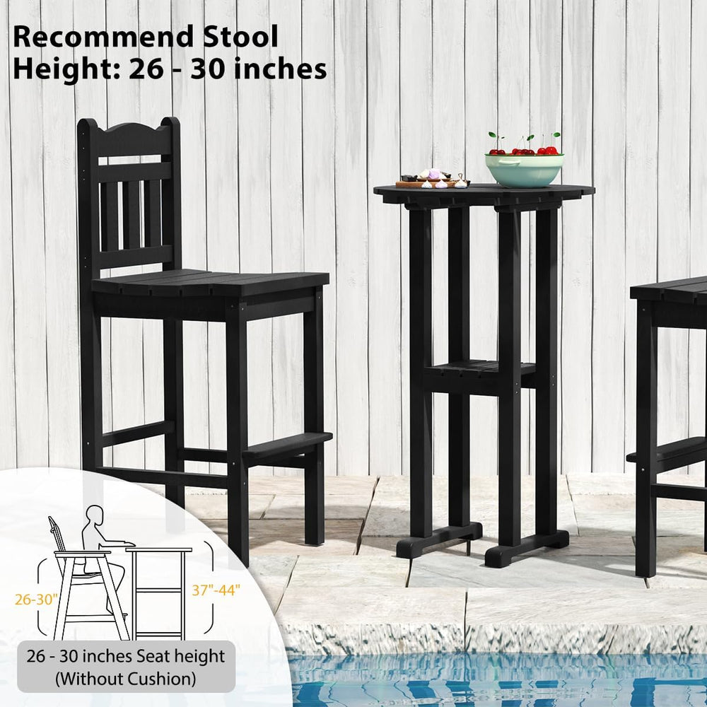 Sundale Outdoor 39” Height Adirondack Bar Table, Patio HDPE Round Pub Table