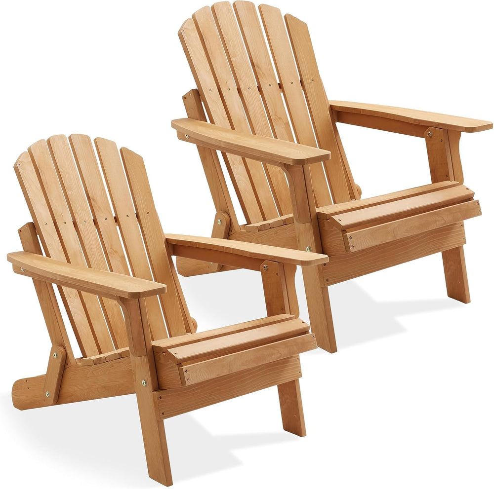 Casafield Oversized Folding Adirondack Chair, Set of 2 Cedar Wood Outdoor Fir...