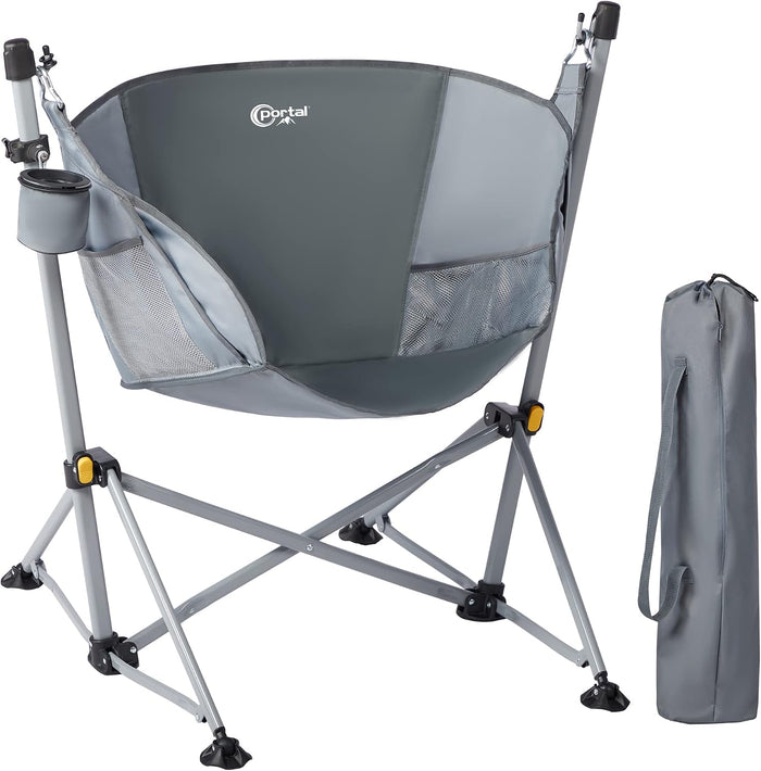 Portal Hammock Camping Chair,350 lbs Folding Rocking Chair for Adults, Grey